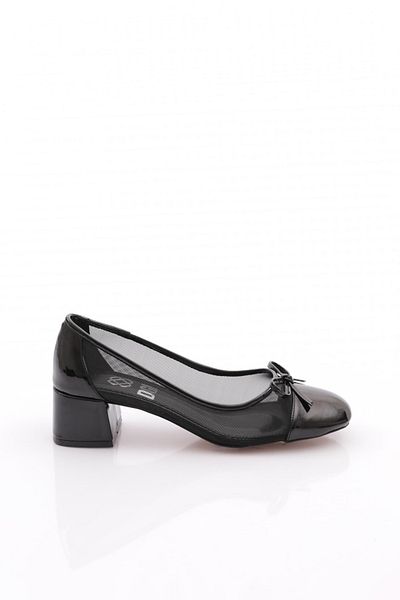 DGN Pantofi cu toc pentru femei din piele lacuita neagra - 6662535