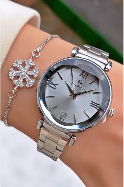 Homies Brand Silver Color Waterproof Women's Wristwatch - With Bracelet Gift