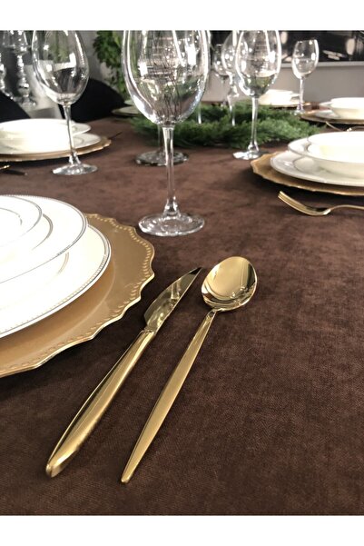 Decamor home Velvet Textured Dertsiz Acı Brown Tablecloth