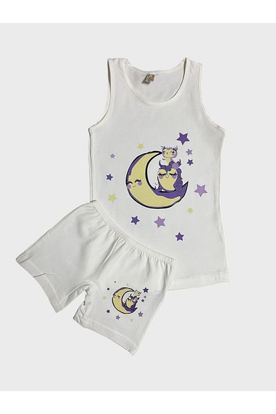 elmas kids Girl's Cotton White Crescent Star Pattern Athlete Boxer Set