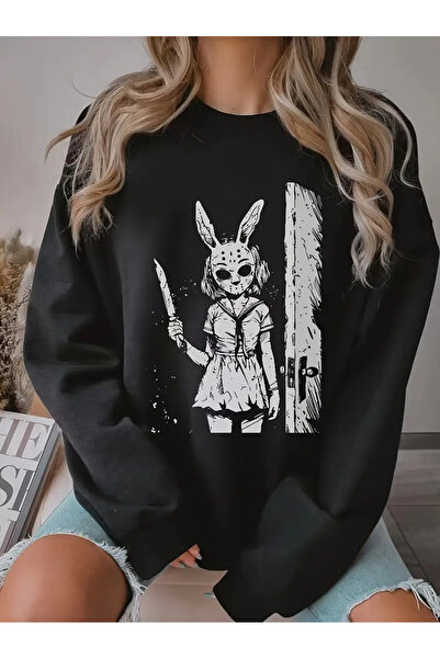Frisson Hanorac casual Gothic Horror Rabbit cu imprimeu - Unisex pentru adulț...