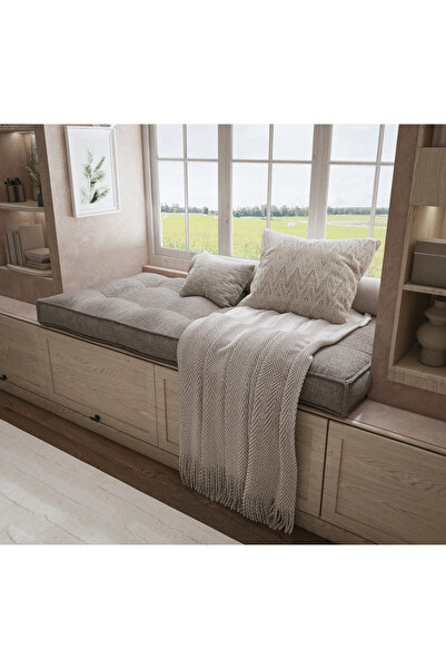 FABRİCAHOME 120x80 cm Fermuarlı Dolgulu Yanlı Kenarlı Dikim Keten Döşeme Kolt...