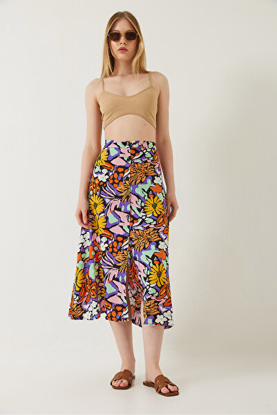 Bianco Lucci Дамска пола от вискоза с много шарки и копчета 60261351