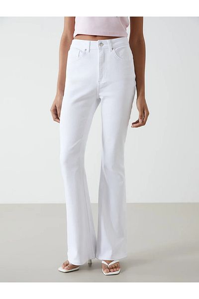 LC Waikiki Pantaloni de jeans XSIDE White Mars Flare pentru femei