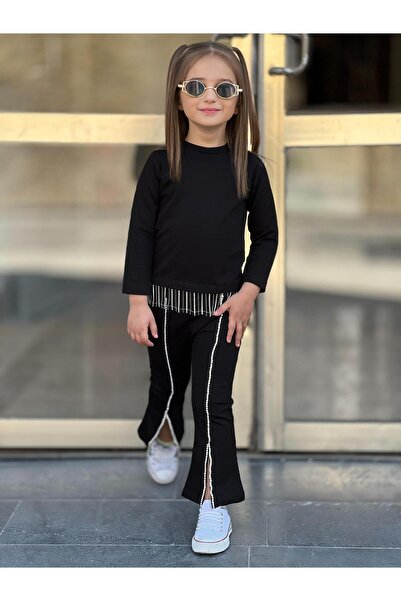 EBRU ÖZÖRGÜCÜ Copil de sex feminin brodat cu piatra pantaloni de jos de sus b...