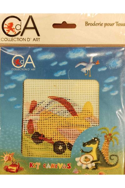 collection d'art Kids Beginner Kit 10X10Cm Airplane Pattern Rope Included Ready Printed Tapestry Embroidery Set