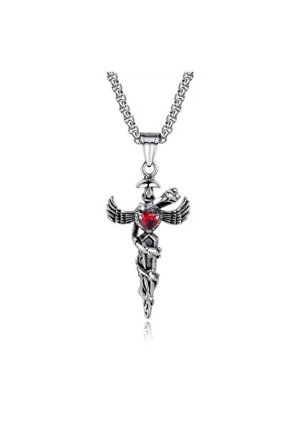 Herşey Nota Gotik Witchcraft Haç Vintage Ejder Kanatlı Zirkon Taş 316L Çelik ...