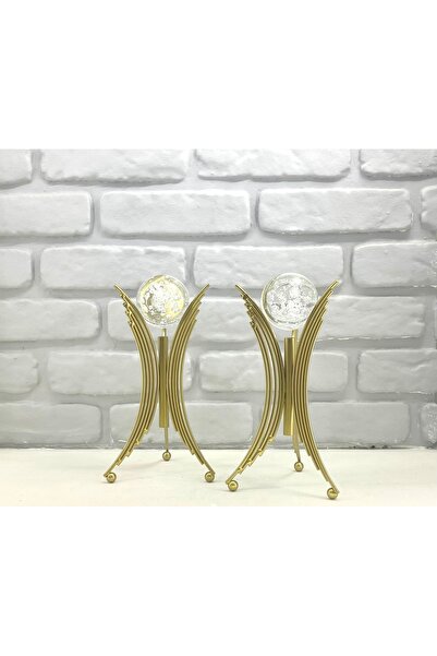Decodelight Eskitme Metal 2'li Set Salon Angel Model Kristal Baloncuk Cam Top...