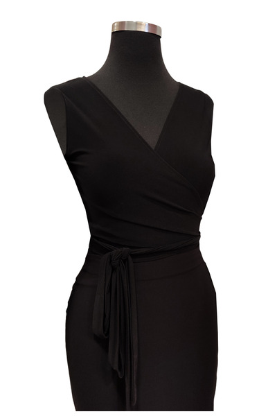 Due Stelle Black Wrap Crop Blouse