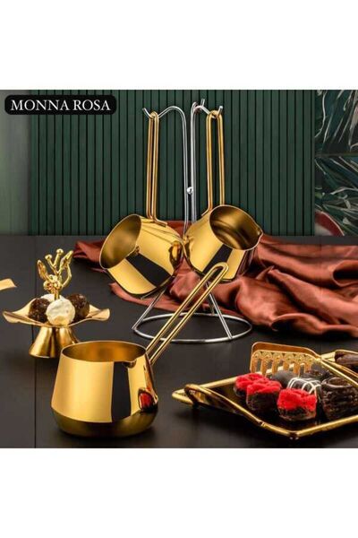 St Morritz HÜMA 4 Parça Cezve Takımı Titanyum Gold