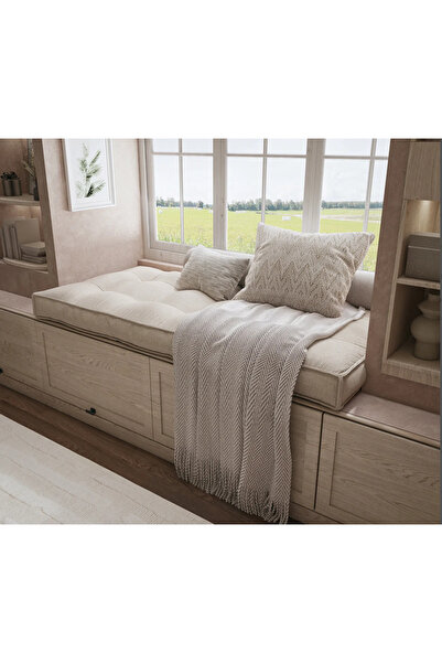FABRİCAHOME 120x80 cm Fermuarlı Dolgulu Yanlı Kenarlı Dikim Keten Döşeme Kolt...