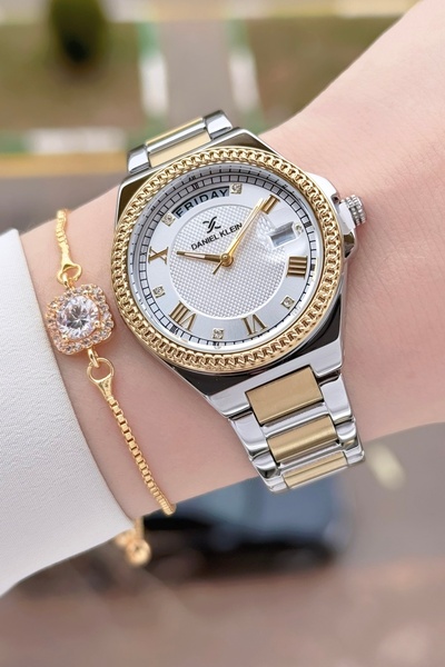 Daniel Klein Gold Gümüş Renk 35 mm Kadın Kol Saati ve Bielklik