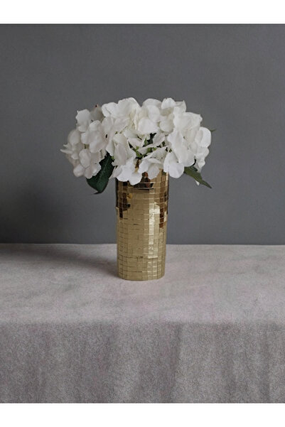 IŞILTI HOME DESIGN Işıltı home design aynalı cam vazo gold büyük boy