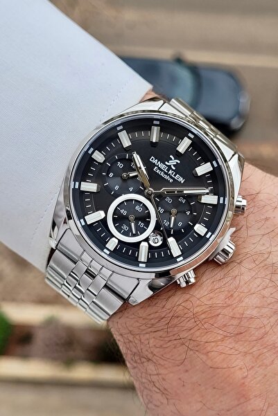 Daniel Klein Kadranı Siyah Kordonu Silver Renk 24 Ay Garantili 43 Mm Erkek Ko...