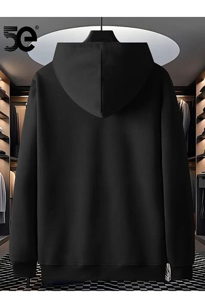 LAND MODA Unisex Black Hooded Printed Sweatshirt