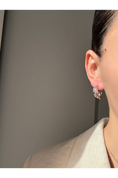 Ressia Vintage Asymmetrical Cut Three Rows Hoop Earrings