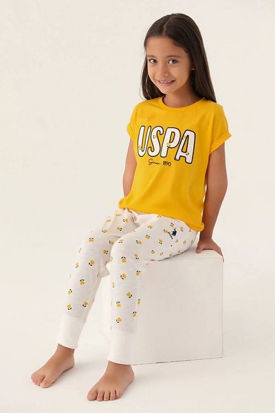 U.S. Polo Assn. Text Printed Red Girl's Pajama Set