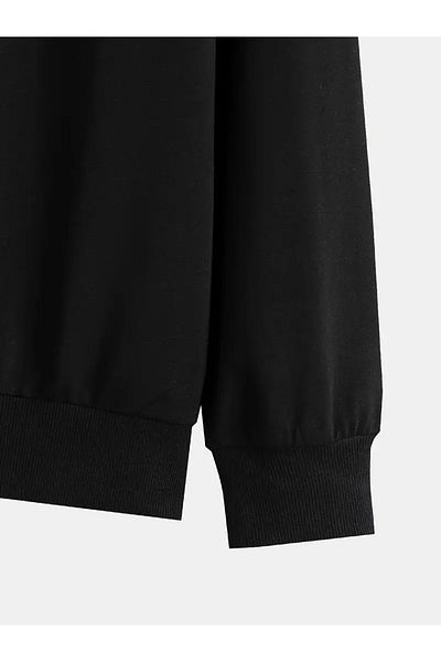 LAND MODA Unisex Μαύρο φούτερ με κουκούλα