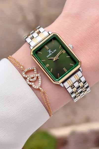 Daniel Klein Kadranı Yeşil Kordonu Altın Gri Renk Ayarlanabilir Kordonlu Kadı...