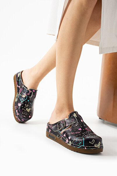 DOGİYE 3082 Neon Shapes Printed Perforated Anatomical Slippers