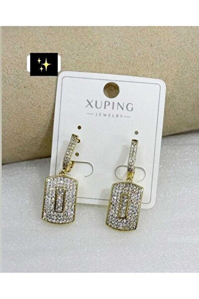 ella'nın çarşısı Xupıng Earrings Steel Zircon Stone Gold Earrings