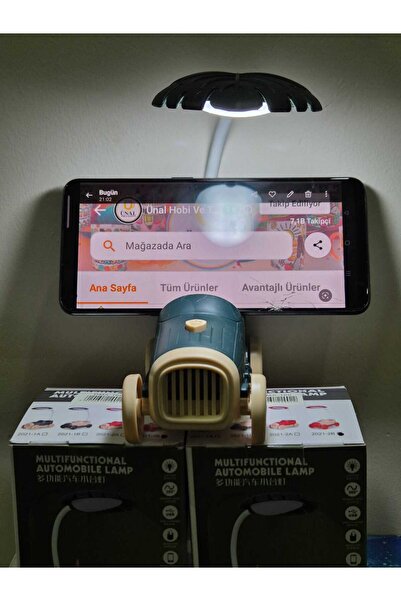 Genel Markalar Yeşil sevimli antika araba temalı masa lambası, kalemlik ve telefon tutucu