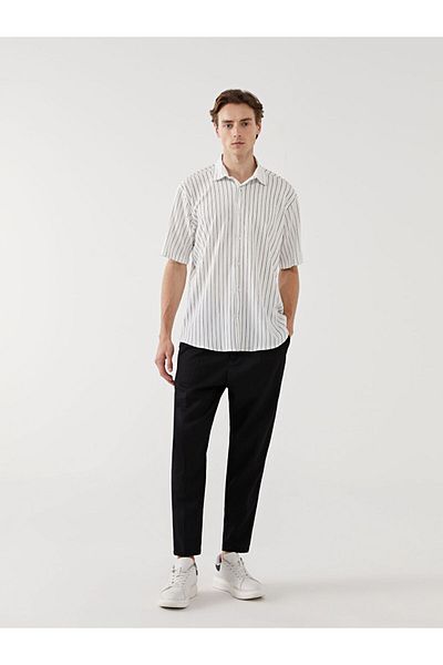 LC Waikiki Ανδρικό κοντομάνικο ριγέ πουκάμισο LCW Vision Regular Fit