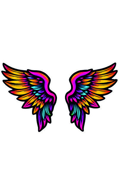 Tasarım 12x7 Cm Melek Kanatları Sticker Araba Motor Laptop Kask Sticker