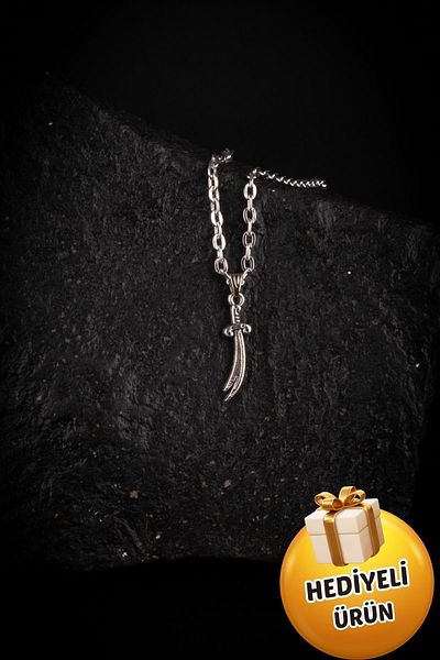 Piercing Market Steel & Silver Men's Silver Color Sulfikar Figured Necklace