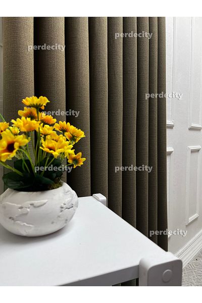 PERDECITY Natural Linen Background Curtain Single Wing (No Pleats) Straight Sewing