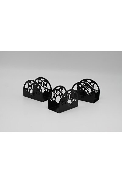 MAVİ TREND Seljuk Model Black Napkin Holder Metal Tabletop Tableware Decorative