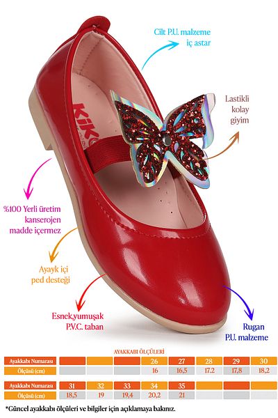 KARAMAZI Karamazı Kids Menz Patent Leather Butterfly Elastic Girls' Ballerina Shoes