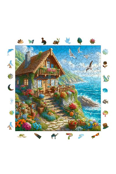 Pinecone بازل خشبي فريد من نوعه على شاطئ البحر - بازل 353 قطعة، 29x29 سم S1-24