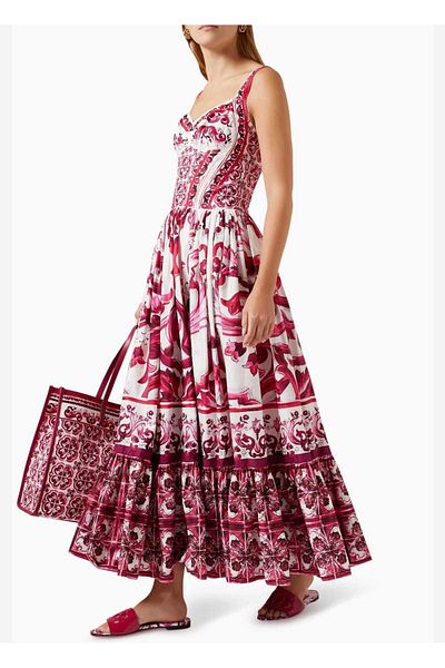 Butik Şenel Dg Model Suspender Ethnic Pattern Long Summer Dress