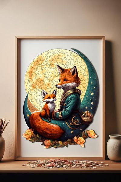 Pinecone بازل خشبي - رقص الثعلب والقمر، 320 قطعة، 29x38 سم Wz-02