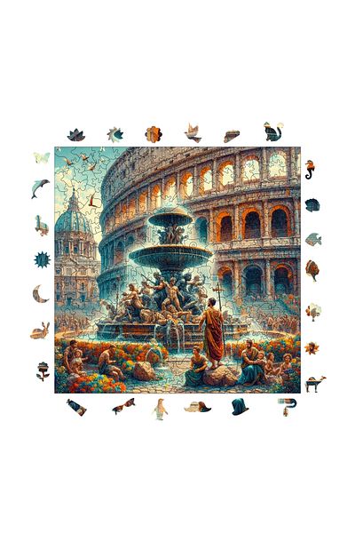 Pinecone لغز خشبي روماني أسطوري - 353 قطعة بازل قطع، قطعة فريدة من نوعها، رقائق لاصقة، 29x29 سم S1-18