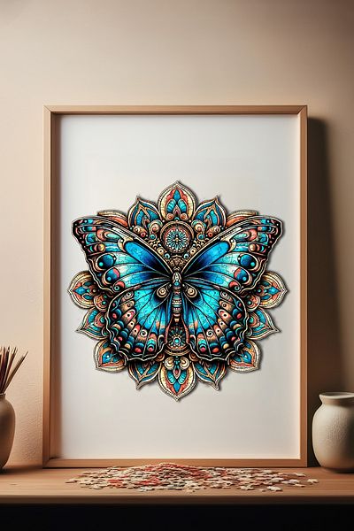 Pinecone بازل خشبي منقوش ماندالا - 250 قطعة، فريد، 29x29 سم Wz-06
