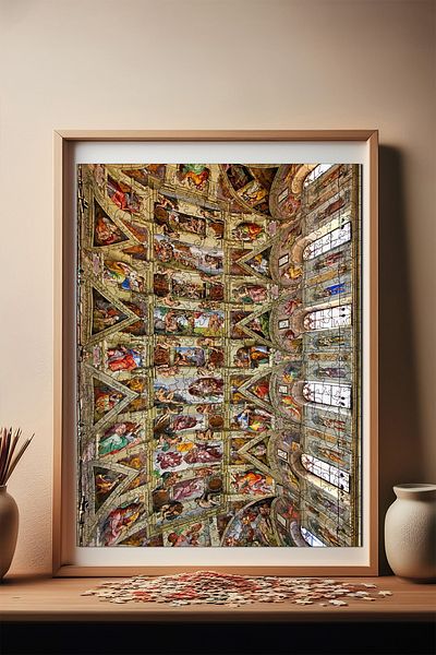 Pinecone Sistina Chapel Wooden Puzzle - 450 Pieces, 29X39 Cm, Unique Puzzle R1-17