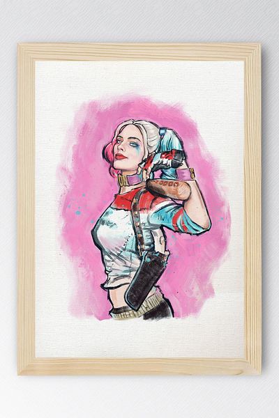 Saturn Harley Quinn Framed Painting - Movie Poster Painting