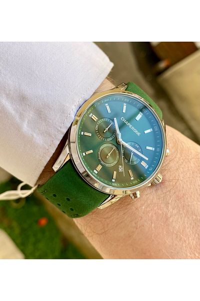 Reward Chaporone Green Color Suede Cord Waterproof Men Wrist Watch Bracelet Gift