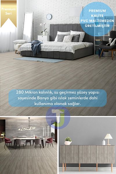 Technojet Δάπεδο με μοτίβο σκληρού ξύλου Premium - Κουζίνα, Ντουλάπι και Φινίρισμα Duar, 60cmX100cm