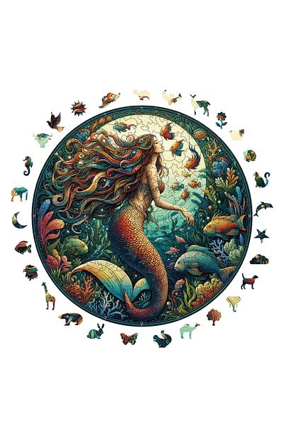 Pinecone Mermaid's Song Unique Wooden Puzzle - Puzzle 252 Pieces, 29X29 Cm, A1-04