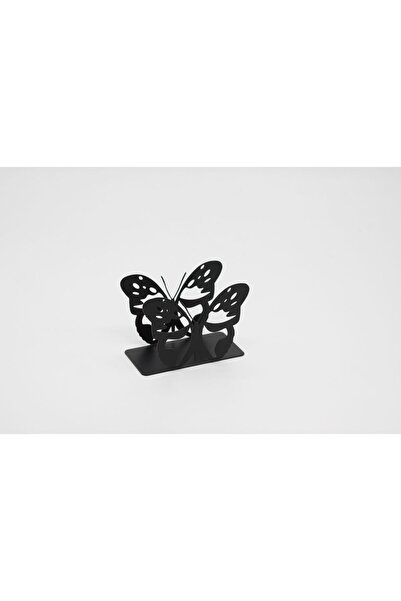 MAVİ TREND Black Metal Table Top - Butterfly Figured Napkin Holder Tableware Decorati