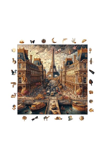 Pinecone بازل خشبي حكاية خرافية مدينة باريس قطعة بازل قطع فريدة من نوعها 353 قطعة 29x29 سم S1-16