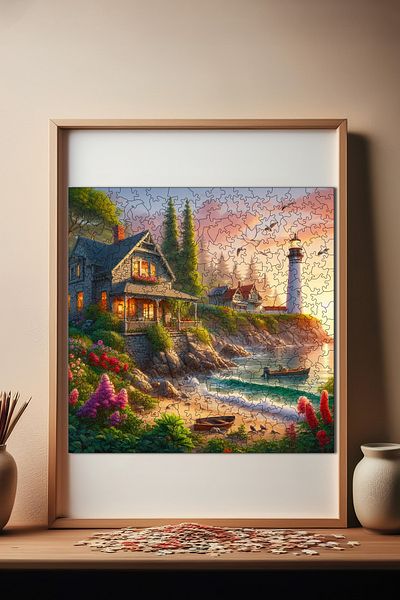 Pinecone لغز المنارة والحجر المتزوج - بازل خشبي 353 قطعة، 29x29 سم، S1-23