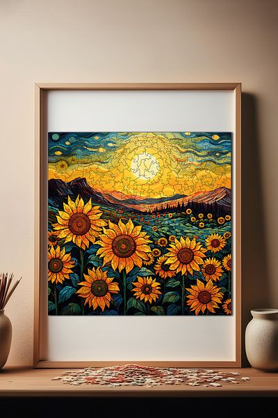 Pinecone أحجية الصور المقطوعة الفريدة للسهرات في حقل عباد الشمس - 353 قطعة مقاس 29 × 29 سم S1-30