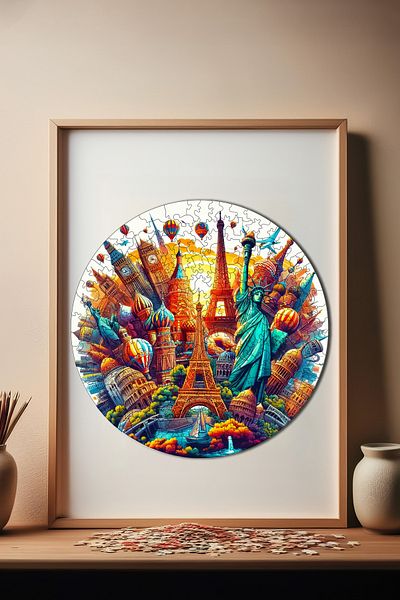 Pinecone لغز خشبي فريد من نوعه من World Cities - 252 قطعة، 29x29 سم، بازل قطع A1-11