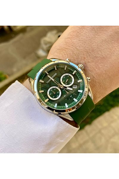 Reward Chaporone Green Color Silicone Cord Waterproof Men Wrist Watch