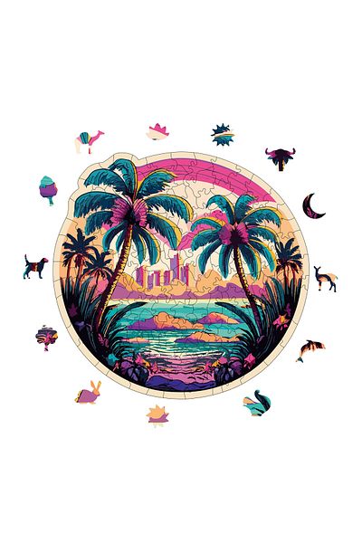 Pinecone بازل خشبي هاواي - 148 قطعة بازل قطع، رقائق فريدة من نوعها، 28x27 سم Wz-15