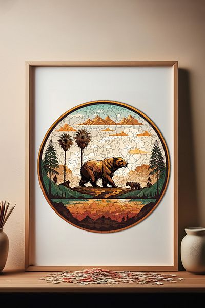 Pinecone بازل خشبي منقوش من Big Bear - 252 قطعة، بما في ذلك اللغز، 29x29 سم A1-01
